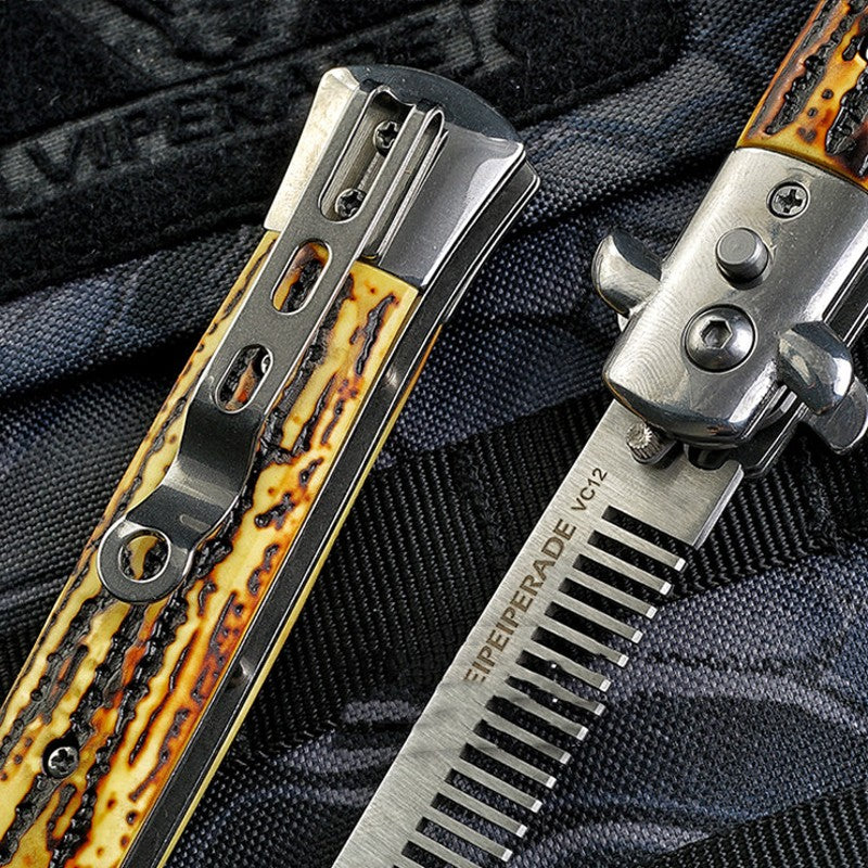 Norvo | Bærbar sammenleggbar rustfritt stål kam, med flaskeåpner og skrutrekker, for hår og skjegg