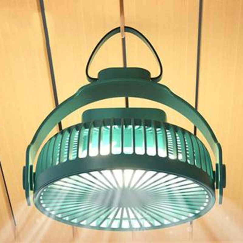 Norvo | 2-i-1 Oppladbar Bærbar Henge- / Skrivebordsvifte, med Nattlys, 4 Justerbare Vindhastigheter