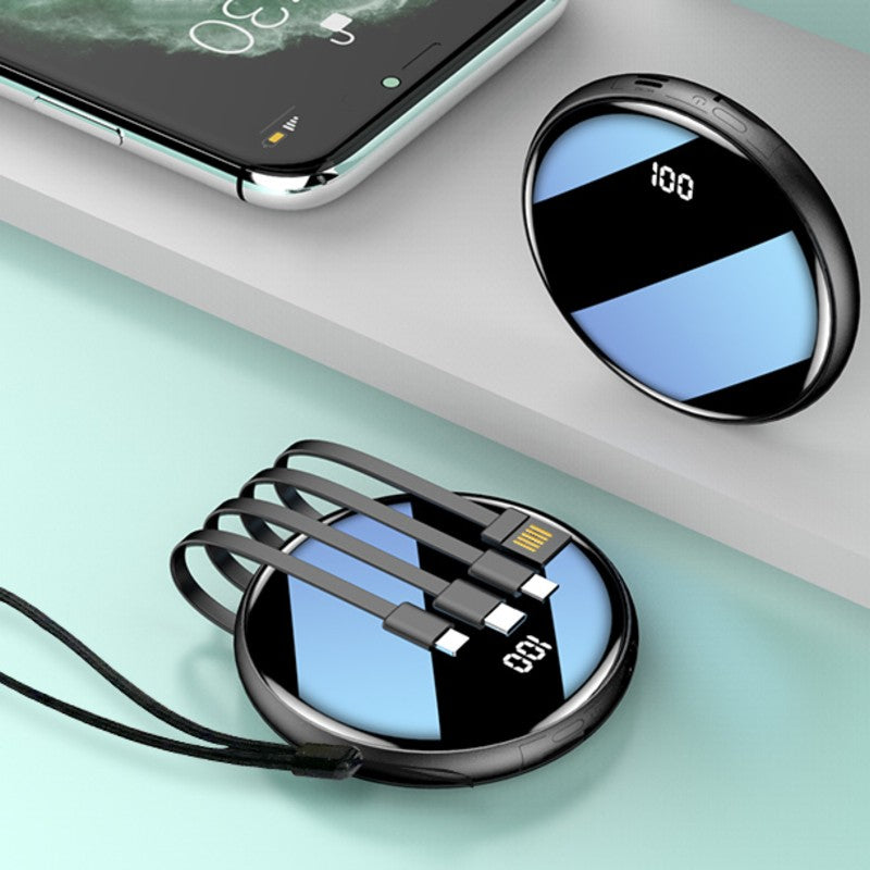 Norvo | 20000mAh Ultrathin Bærbar Power Bank, med LED Batteri Display og Innebygde Ladeledninger, for Reising, Arbeid & Mer