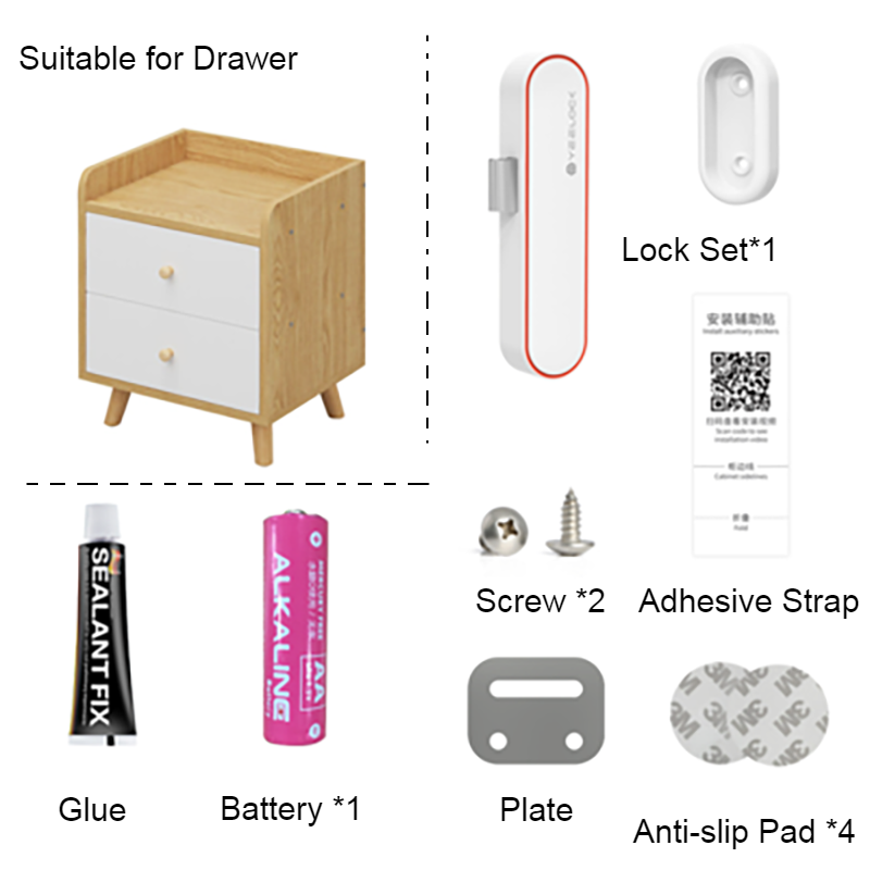 Norvo | Nøkkelfri smart skaplås med Bluetooth APP låsing, nøkkeldeling, enkel installasjon og lang standby-tid, for skap