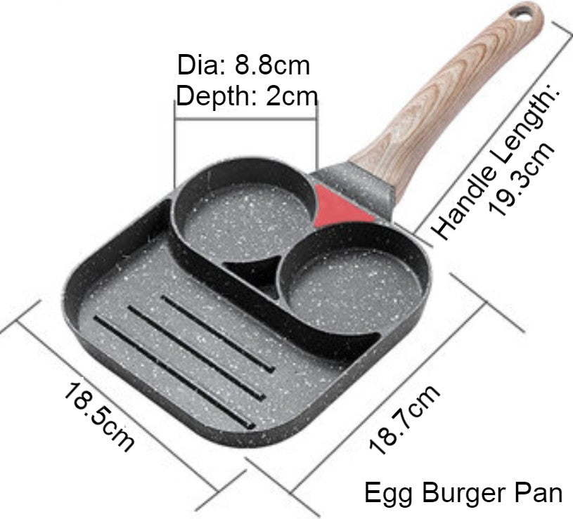 Norvo | Non-stick Egg Frying Pan, with Thermo-Triangle Indicator, Wood Handle, for Pancake, Omelette, Egg Burger & More, for Gas Stove & Induction Cooker