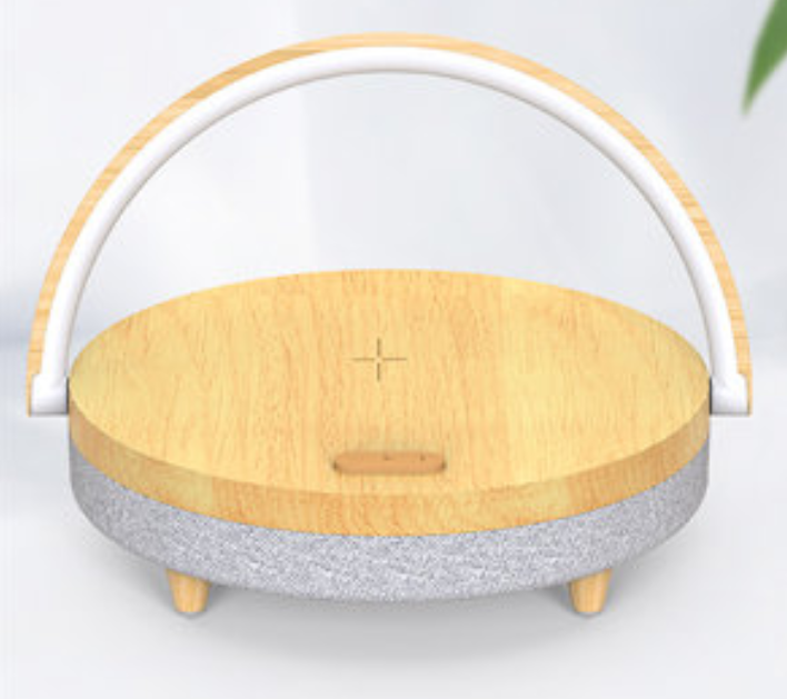 Norvo | Multifunksjonell Sengetøyslampe, med Trådløs Telefonlader, Telefonholder, Bluetooth Høyttaler og Justerbar Lysstyrke, for Hjem & Kontor (US Plug)