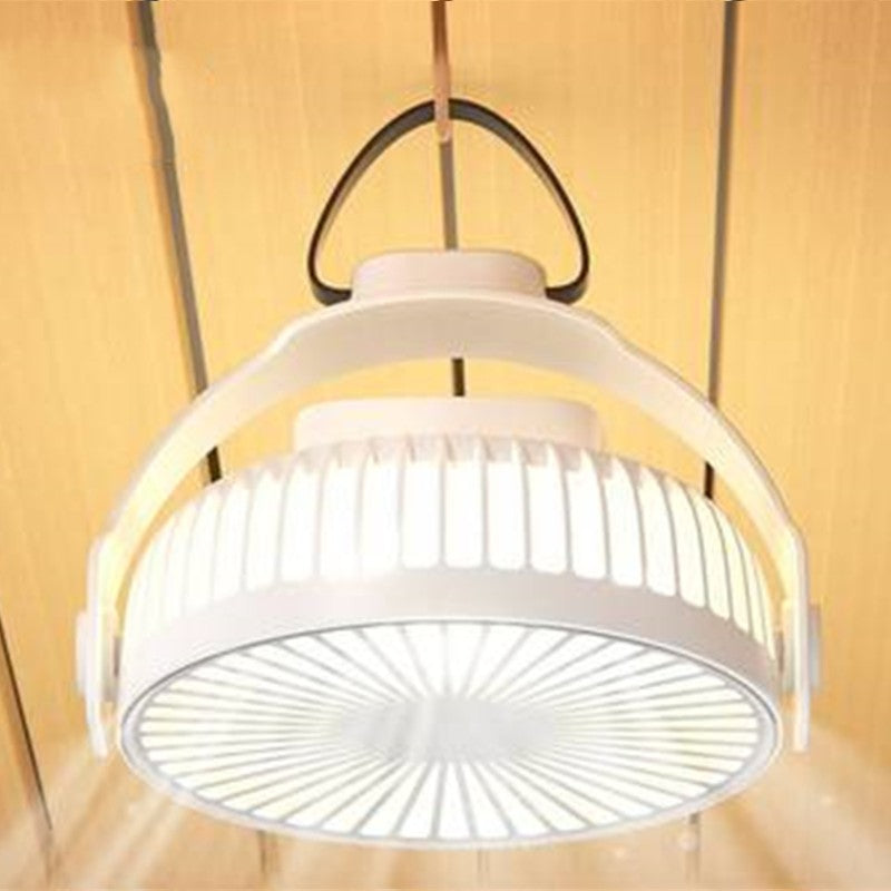 Norvo | 2-i-1 Oppladbar Bærbar Henge- / Skrivebordsvifte, med Nattlys, 4 Justerbare Vindhastigheter