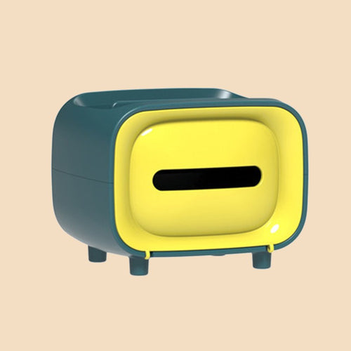 Norvo | Retro TV-formet Tissue Box, med Oppbevaringsplass & Telefonholder, for Hjem & Kontor