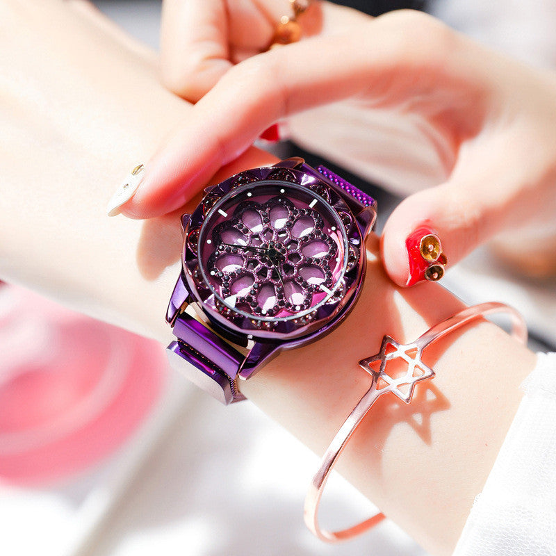 Norvo | Moteklær Dameklokke, med 360¬∞ Rotere Urskive, Magnetisk Klokkerem & Vanntett for Daglig Bruk