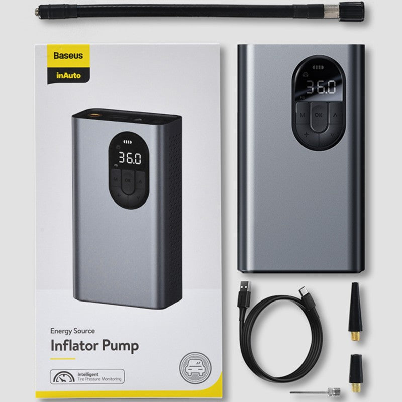 Norvo | Bærbar oppladbar bilhjul-pumpe, med smart digital dekktrykkdeteksjon og 2400mAh batteri, for bil, sykkel, motorsykkel