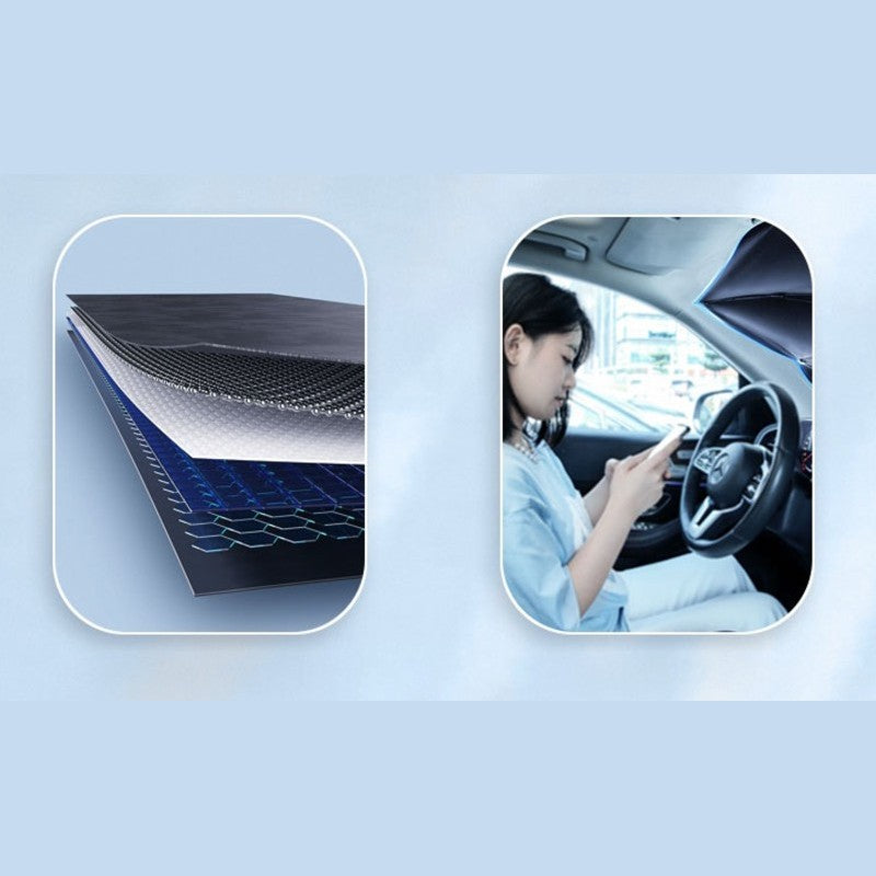 Norvo | Sammenleggbar bil frontrute solskjerm paraply, for solbeskyttelse og varmeisolasjon