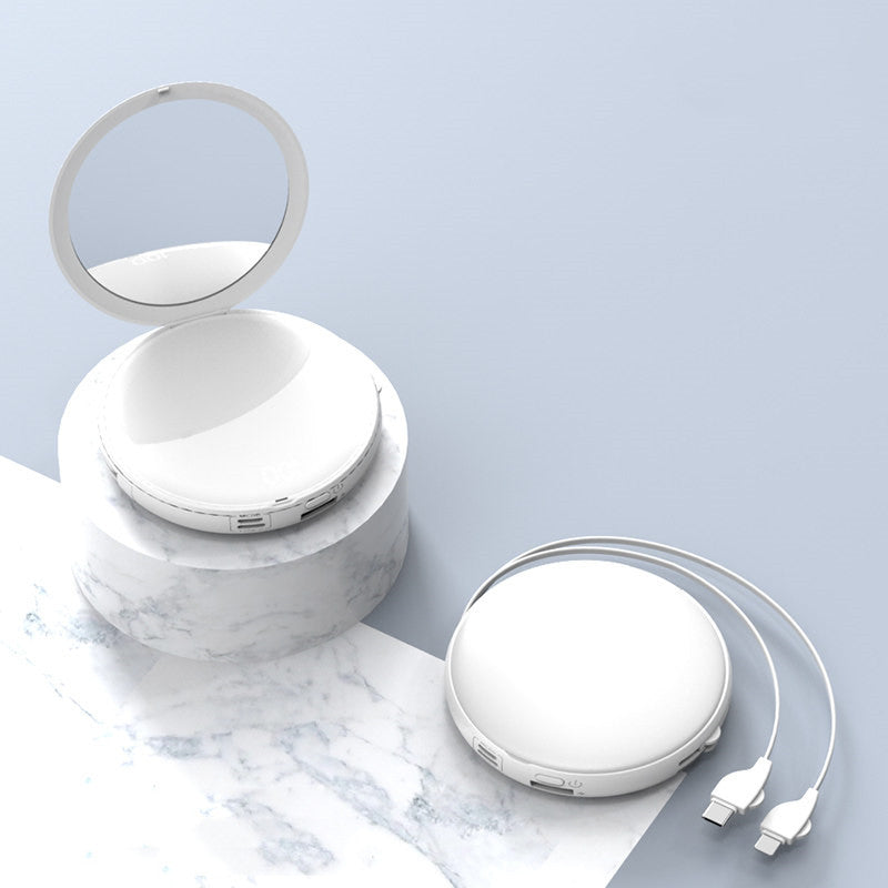 Norvo | Bærbar 20000mAh Power Bank med Speil & 3 Typer Kontakter, for Alle Store Mobiltelefoner