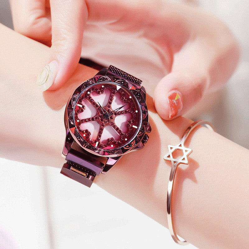 Norvo | Moteklær Dameklokke, med 360¬∞ Rotere Urskive, Magnetisk Klokkerem & Vanntett for Daglig Bruk