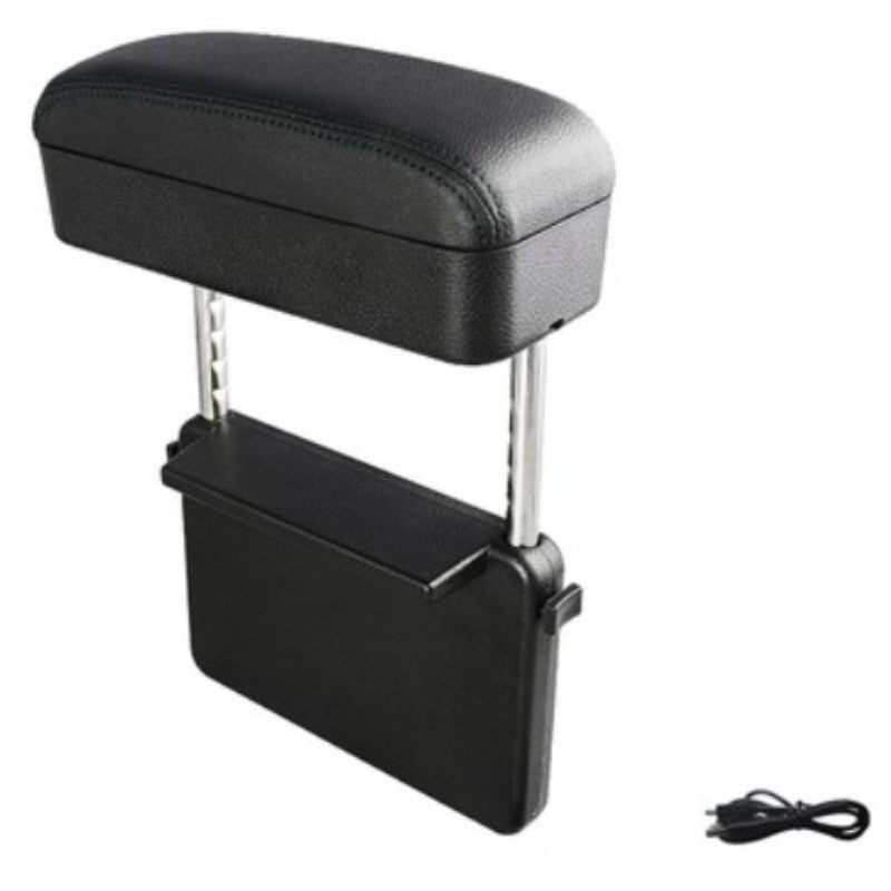 Norvo | 3-i-1 Universell Justerbar Bil Armlene Oppbevaringsboks, med Armstøtte, Trådløs Lading & Gjenstandsoppbevaring, for Langdistansekjøring (1PC)