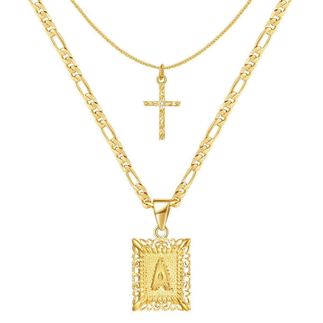 Norvo | 14k Initial Halskjede + GRATIS Kors Halskjede