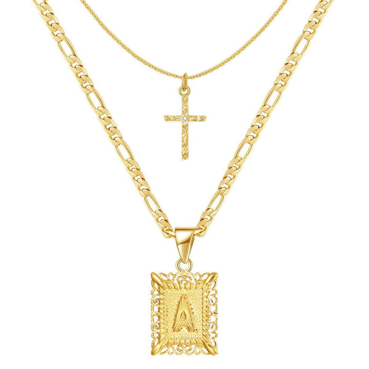 Norvo | 14k Initial Halskjede + GRATIS Kors Halskjede