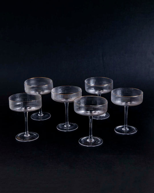 Norvo | Ribbet Coupe Cocktail Glass - Sett med 6