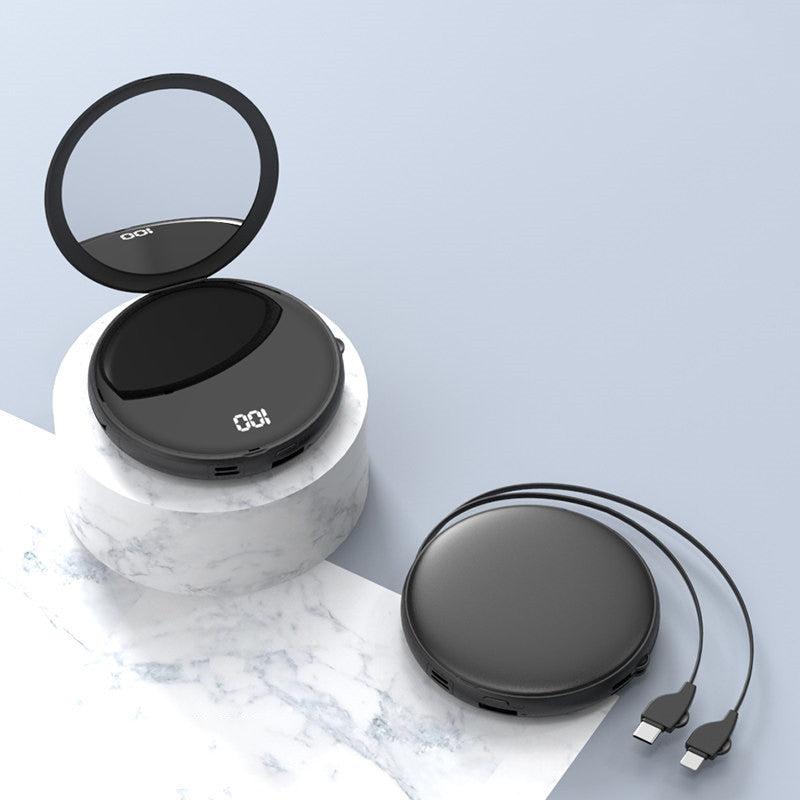 Norvo | Bærbar 20000mAh Power Bank med Speil & 3 Typer Kontakter, for Alle Store Mobiltelefoner