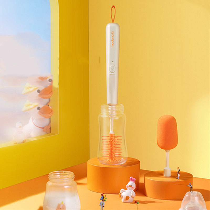 Norvo | 2-i-1 Oppladbar Sutteflaske-Børste, med To Utskiftbare Hoder, Ergonomisk Design & Kraftig Motor, for Flaske, Kopp & Mer