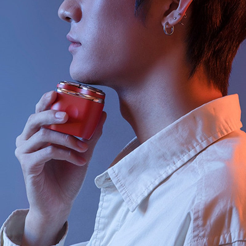 Norvo | Mini Oppladbar Bærbar Trådløs Elektrisk Roterende Ansiktsbarbermaskin, for Reising, Kontor & Gym