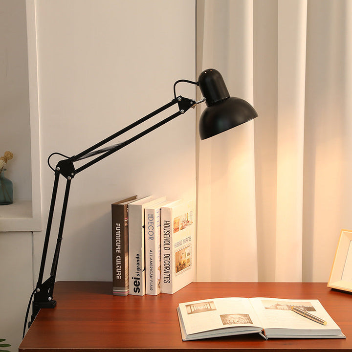 Norvo | Moderne minimalistisk sammenleggbar bordlampe med lang arm og klemme laget av ABS med 1 lys for soverommet