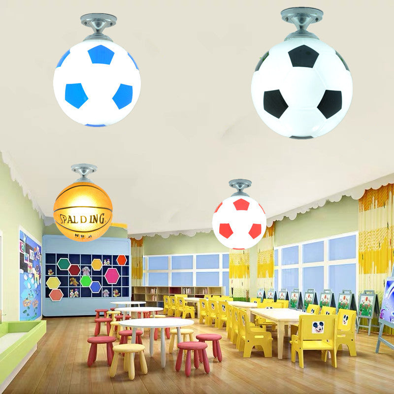 Norvo | SportLume Kreativ Taklampe | Basketball & Fotball Design | Halvmontert | Glasslampe
