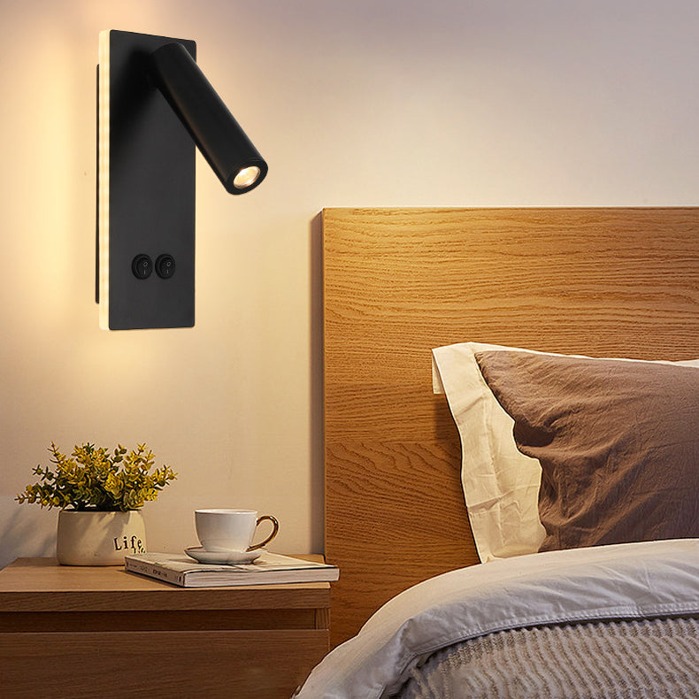 Norvo | Moderne Minimalistisk Rektangulær Rund Jern Aluminium LED Vegglampe For Soverom