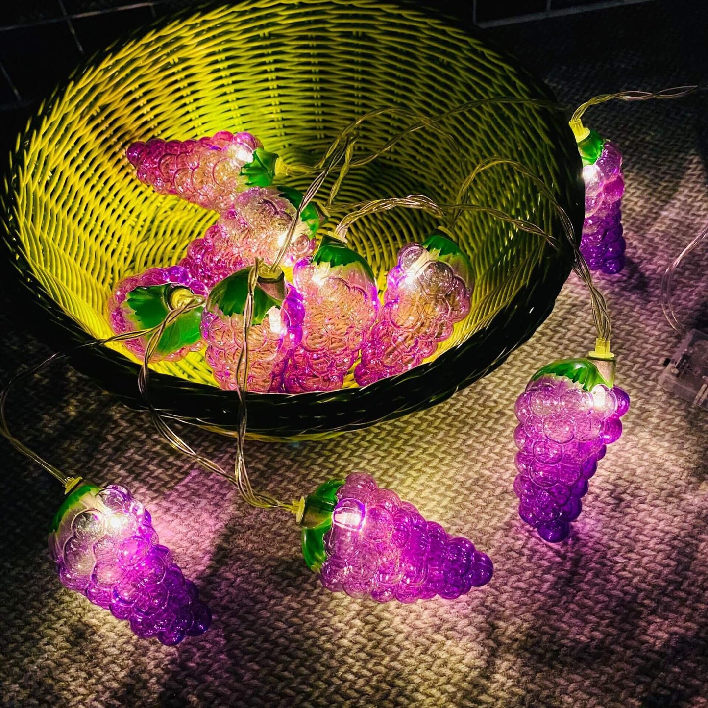 Norvo | Frukt Druer Lyskjede LED Batteri USB Dekorativt Lyskede