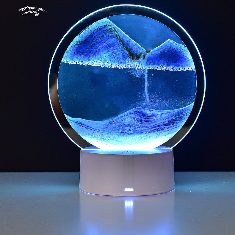 Norvo | Kreativ Rund Timeglass Quicksand 3D LED Nattlampe Bordlampe