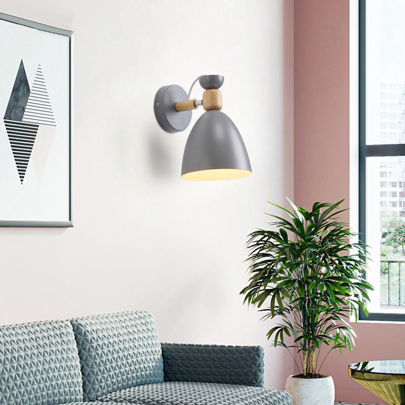 Norvo | Moderne Minimalistisk Rund Horn Aluminium Tre 1-Lys Vegglampe for Soverom