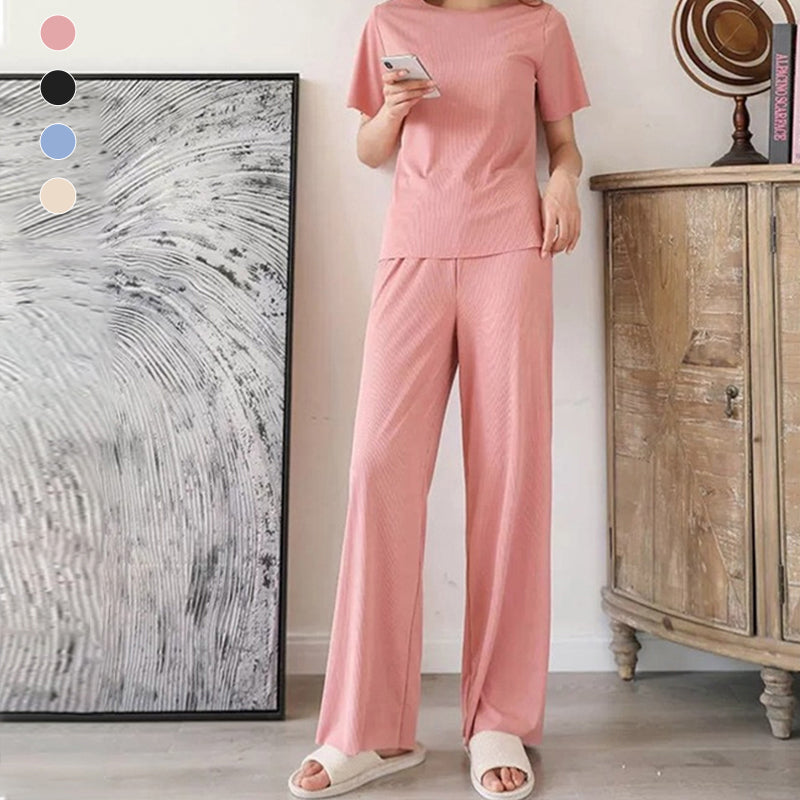 Norvo | Komfortabel Is Silke Korte Ermer T-Skjorte To Dels Sett