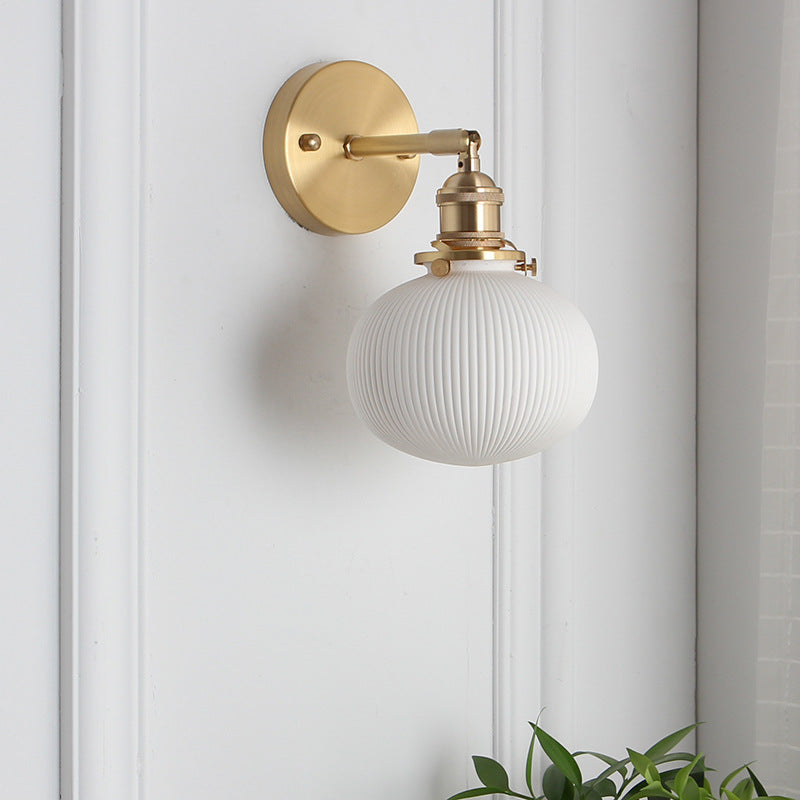 Norvo | Japansk Retro Minimalistisk Sylinder Oval Messing Lucite 1-Lys Vegglampe