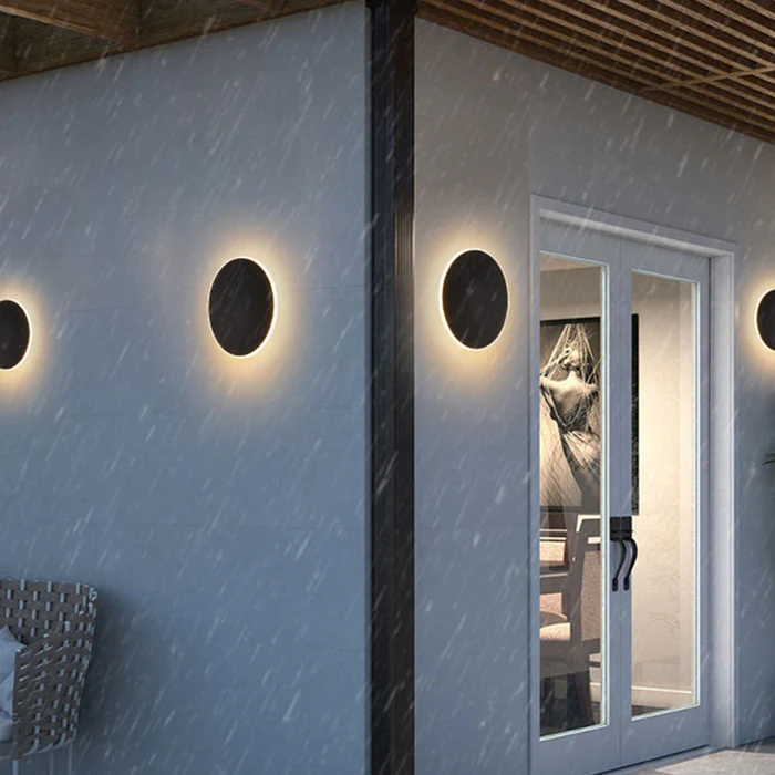 Elegant LED vegglys for utendørs bruk - Minimalistisk rund design | Norvo