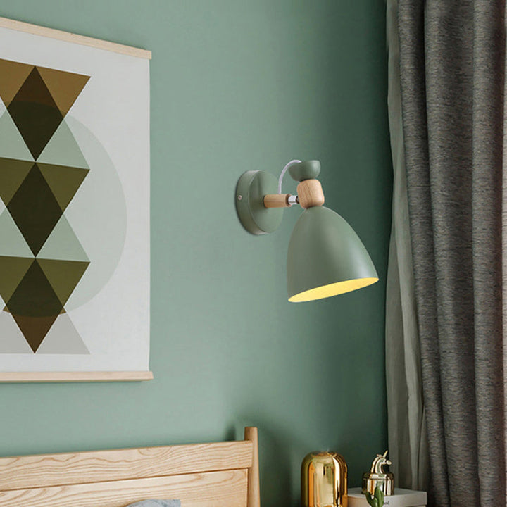 Norvo | Moderne Minimalistisk Rund Horn Aluminium Tre 1-Lys Vegglampe for Soverom
