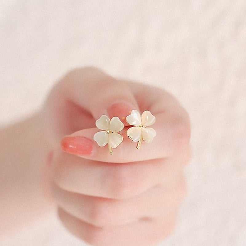 Norvo | Hjerteformet Opal Lykke Fireblads Kløver Øredobber