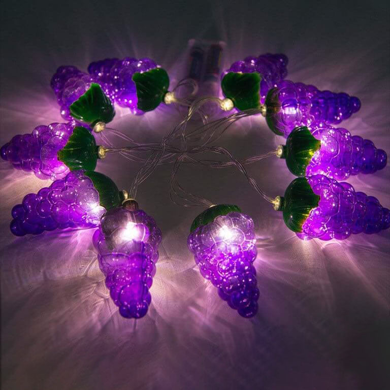 Norvo | Frukt Druer Lyskjede LED Batteri USB Dekorativt Lyskede