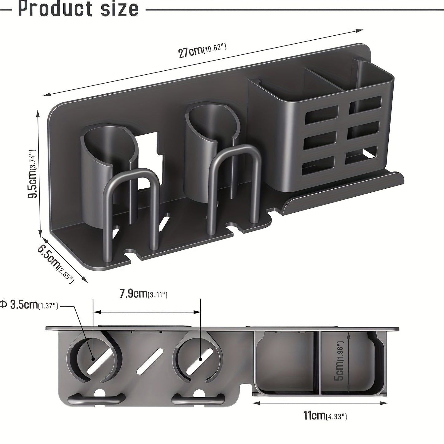 Norvo | BristleHub Veggmontert Elektrisk Tannbørsteholder – Aluminium Baderomsorganisator med Dreneringshull