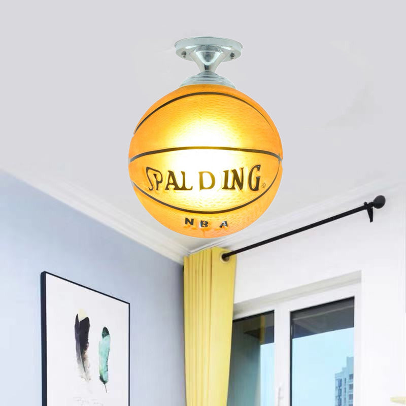 Norvo | SportLume Kreativ Taklampe | Basketball & Fotball Design | Halvmontert | Glasslampe