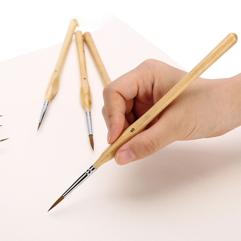 Norvo | 11 Pcs Miniatyr Detalj Malepensel Sett Med Naturlig Trehåndtak