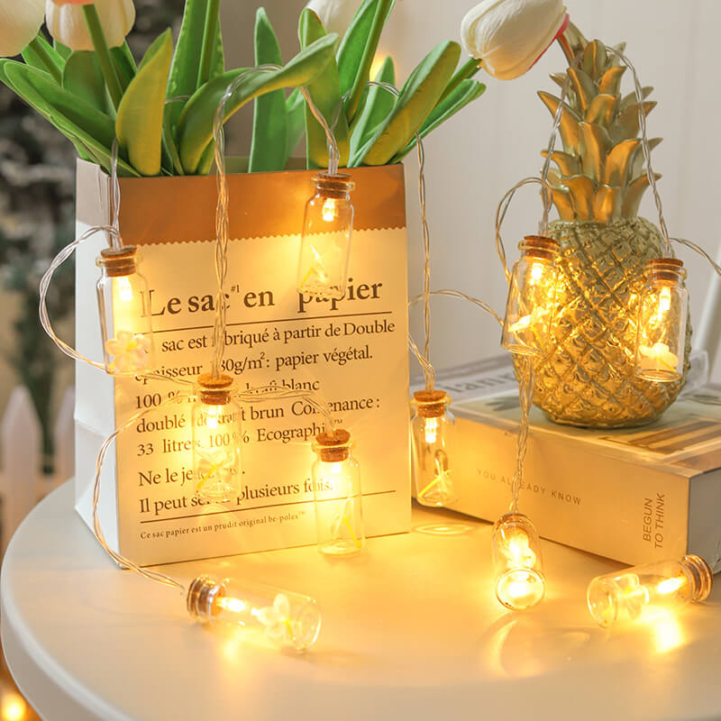 Norvo | Jule LED Ønske Flaske Tre Snø Batteri Boks Dekorativ Lyskæde