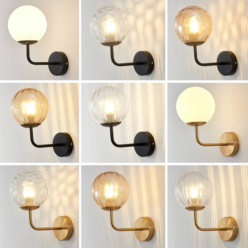 Norvo | Moderne Luksus Rund Kule Jern Glass 1-Lykt Vegglampe