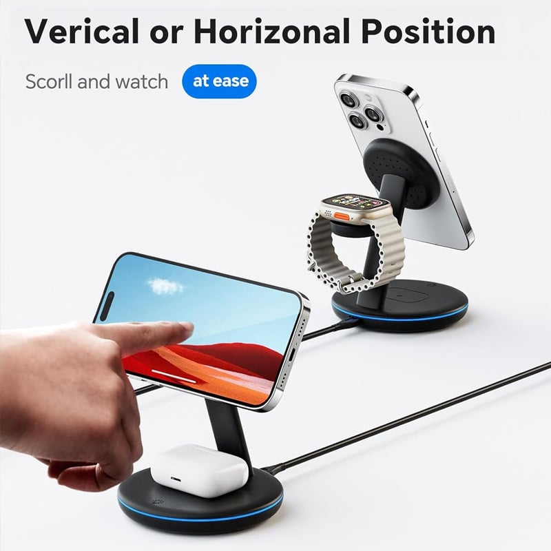 Norvo | Sammenleggbar magnetisk 3-i-1 trådløs lader