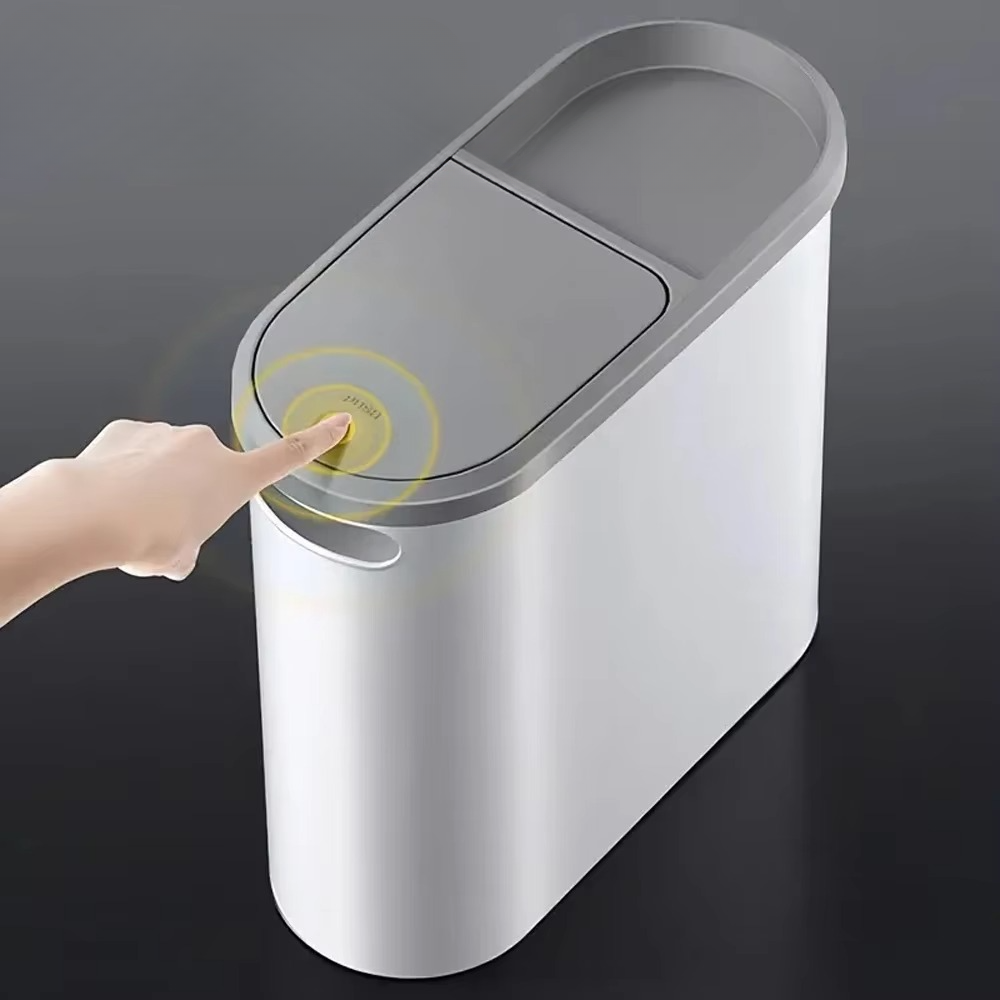 Norvo | Strømlinjeformet plassbesparende søppelbøtte med lett trykk-lokk