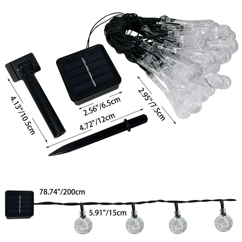 Norvo | Moderne Art Deco Vanntett Sol PVC Gummi Akryl Snø Bi Kule Krystall Kule Tåreformet LED Lyskjede Utendørs Lys For Hage