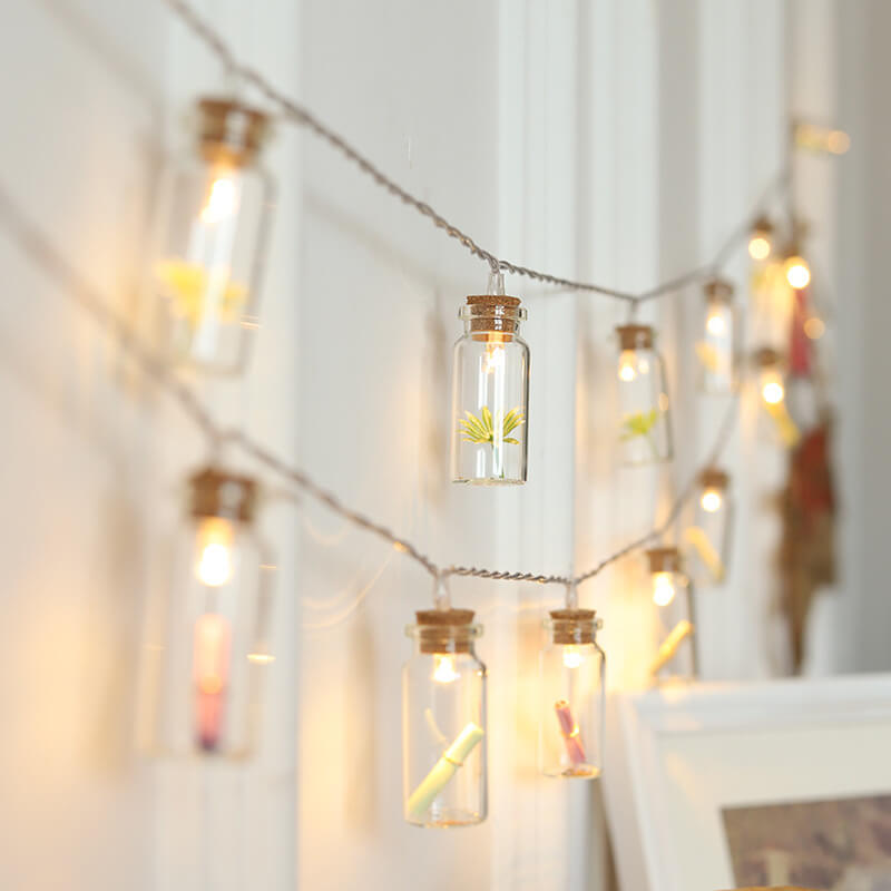 Norvo | Jule LED Ønske Flaske Tre Snø Batteri Boks Dekorativ Lyskæde