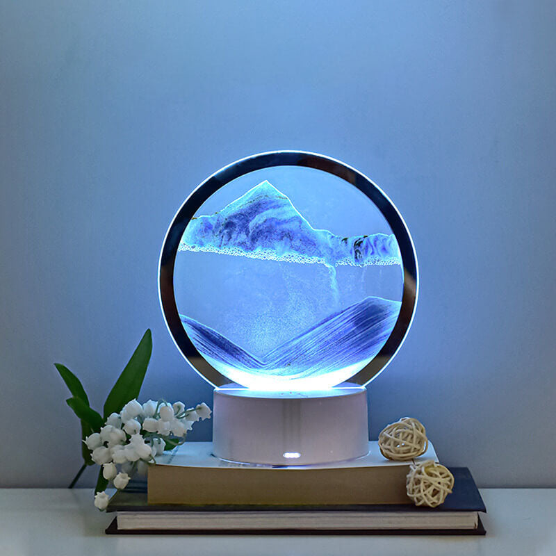 Norvo | Kreativ Rund Timeglass Quicksand 3D LED Nattlampe Bordlampe