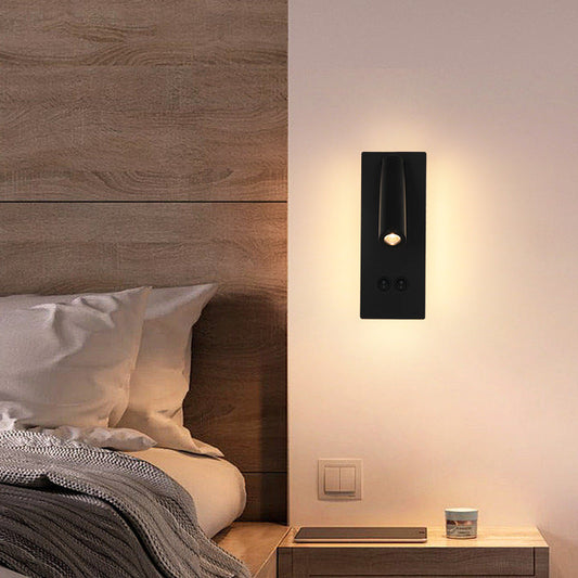 Norvo | Moderne Minimalistisk Rektangulær Rund Jern Aluminium LED Vegglampe For Soverom