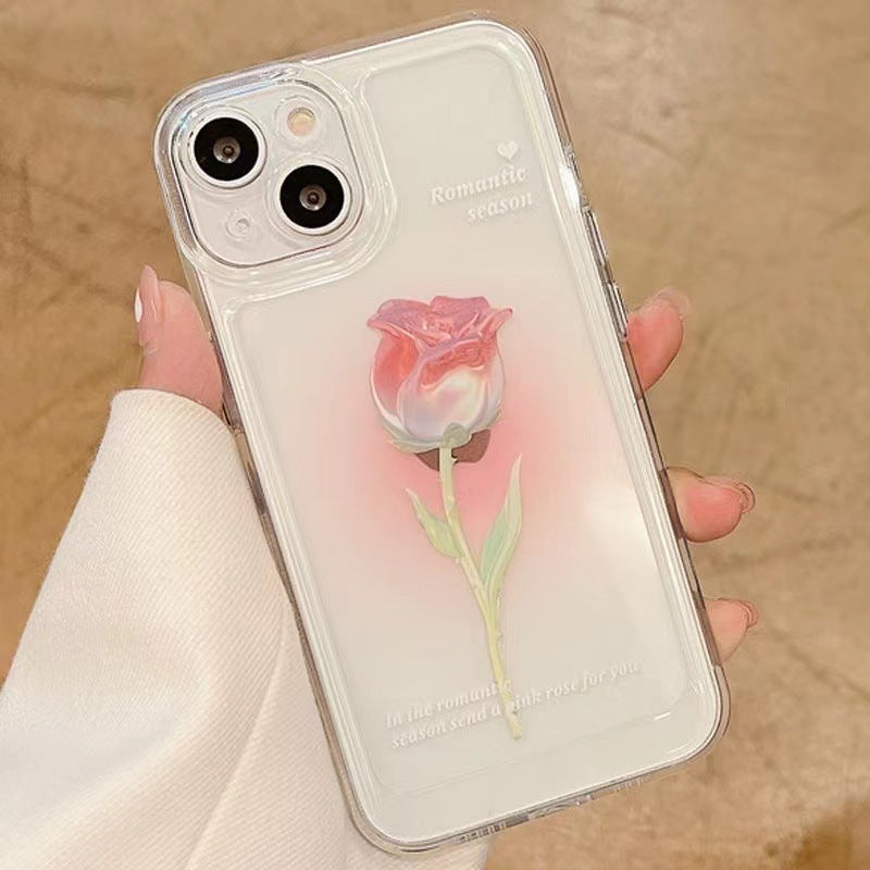 Norvo | Fashion Tulip Rose Blomst Floral Myk Støtsikker Kompatibel med Sak for iPhone