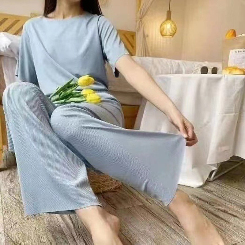 Norvo | Komfortabel Is Silke Korte Ermer T-Skjorte To Dels Sett