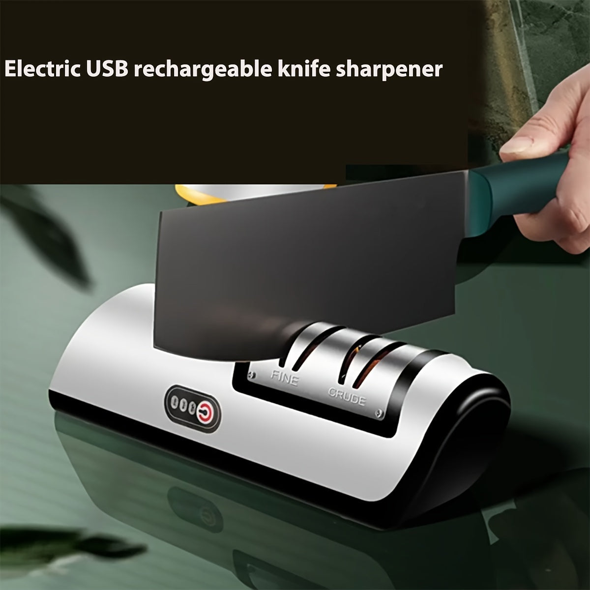 Norvo | Elektrisk knivsliper – Multifunksjonell husholdningsknivsliper, fullautomatisk USB-lading med 2 hastighetsinnstillinger for bruk på kjøkkenet