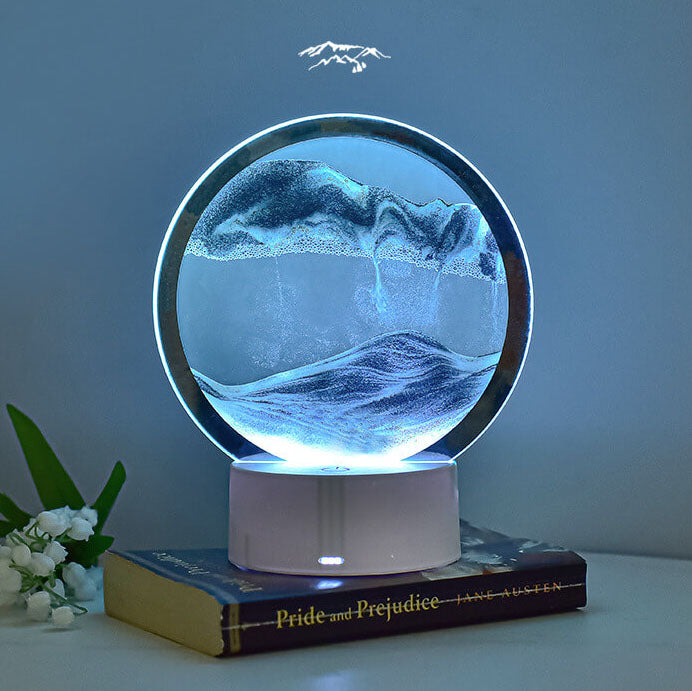 Norvo | Kreativ Rund Timeglass Quicksand 3D LED Nattlampe Bordlampe