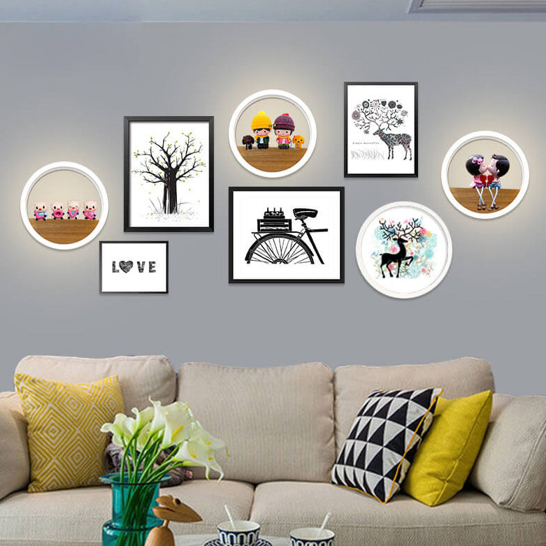 Norvo | Lumoshelf LED Vegglampe | Massiv Trematerial med Hylle | Rund Vegglampe | Varm & Hvit Lys