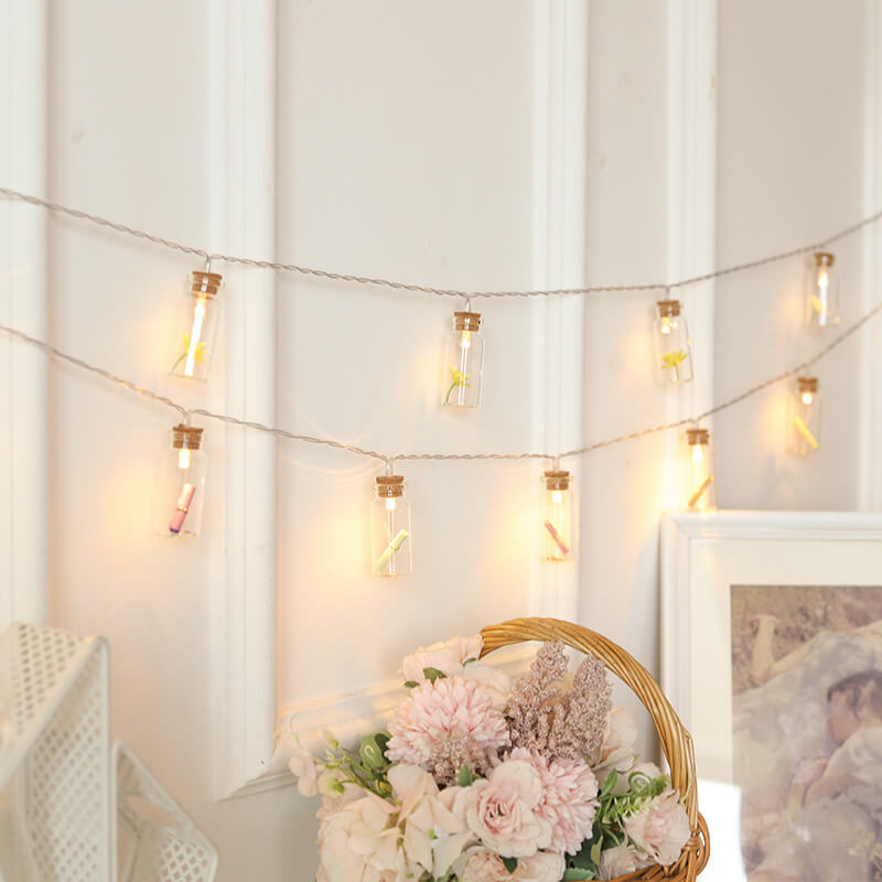 Norvo | Jule LED Ønske Flaske Tre Snø Batteri Boks Dekorativ Lyskæde