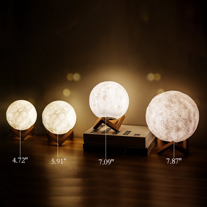 Norvo | Kreativ Mini Oppladbar 3D Utskrevet Måne 1-Lys LED Bordlampe